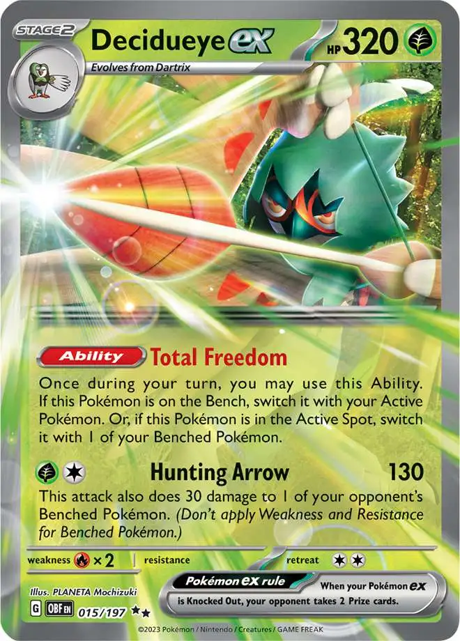 Pokemon Trading Card Game Obsidian Flames Double Rare Decidueye ex #15