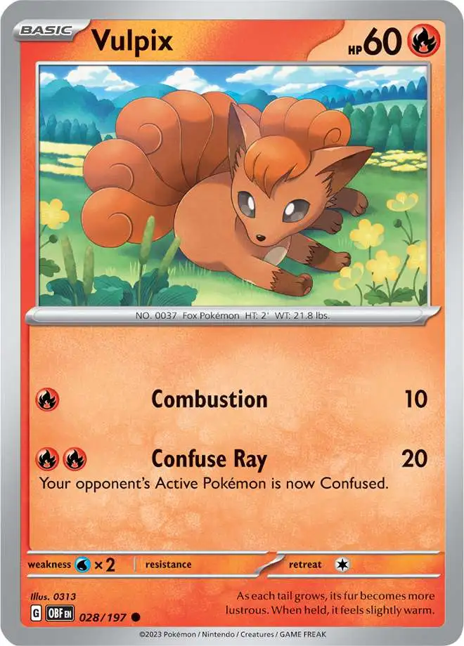 Pokemon Trading Card Game Obsidian Flames Common Vulpix #28