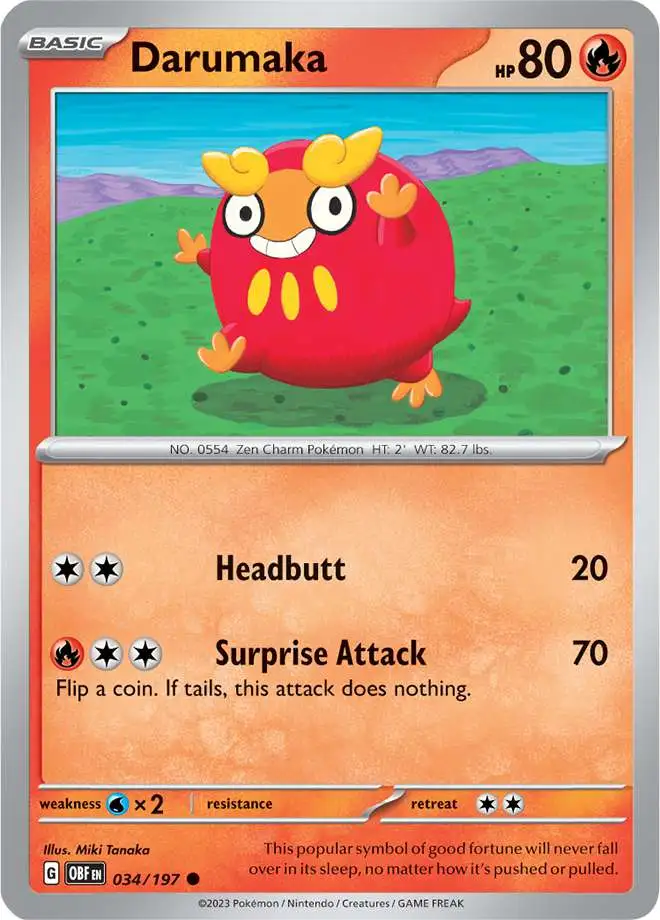 Pokemon Trading Card Game Obsidian Flames Common Darumaka #34