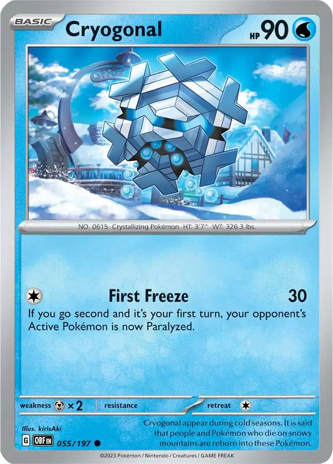 Pokemon Trading Card Game Obsidian Flames Common Cryogonal #55