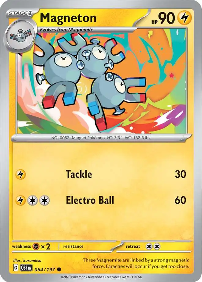 Pokemon Trading Card Game Obsidian Flames Common Magneton #64