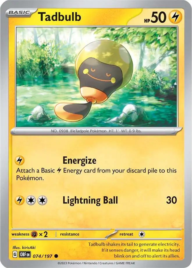 Pokemon Trading Card Game Obsidian Flames Common Tadbulb #74