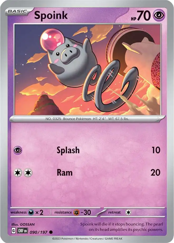 Pokemon Trading Card Game Obsidian Flames Common Spoink #90
