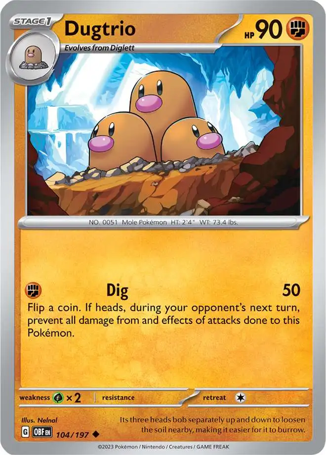 Pokemon Trading Card Game Obsidian Flames Uncommon Dugtrio #104