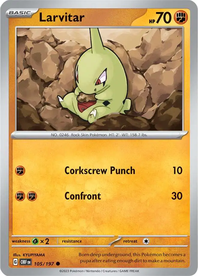 Pokemon Trading Card Game Obsidian Flames Common Larvitar #105