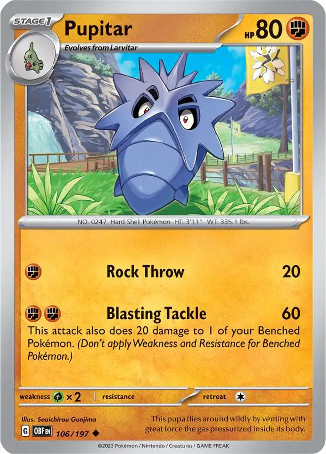 Pokemon Trading Card Game Obsidian Flames Uncommon Pupitar #106