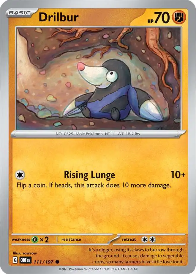 Pokemon Trading Card Game Obsidian Flames Common Drilbur #111