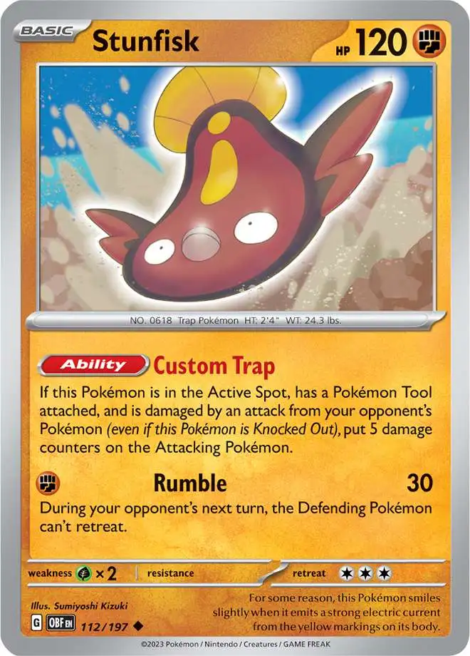 Pokemon Trading Card Game Obsidian Flames Uncommon Stunfisk #112