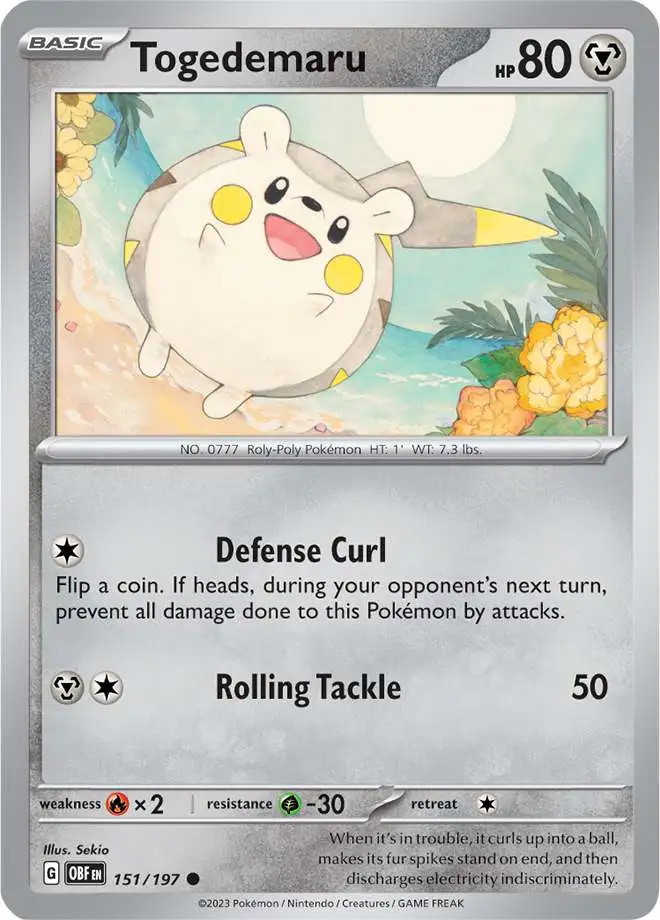 Pokemon Trading Card Game Obsidian Flames Common Togedemaru #151