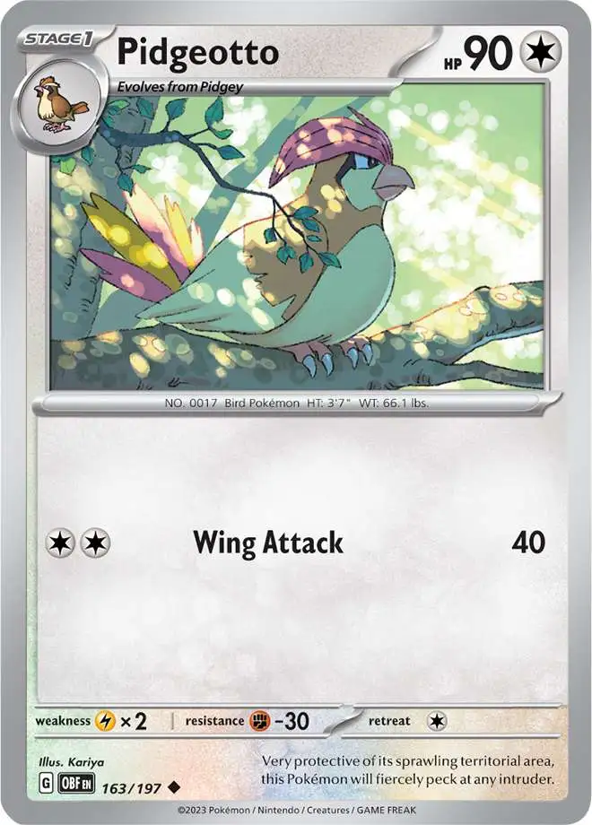 Pokemon Trading Card Game Obsidian Flames Uncommon Pidgeotto #163