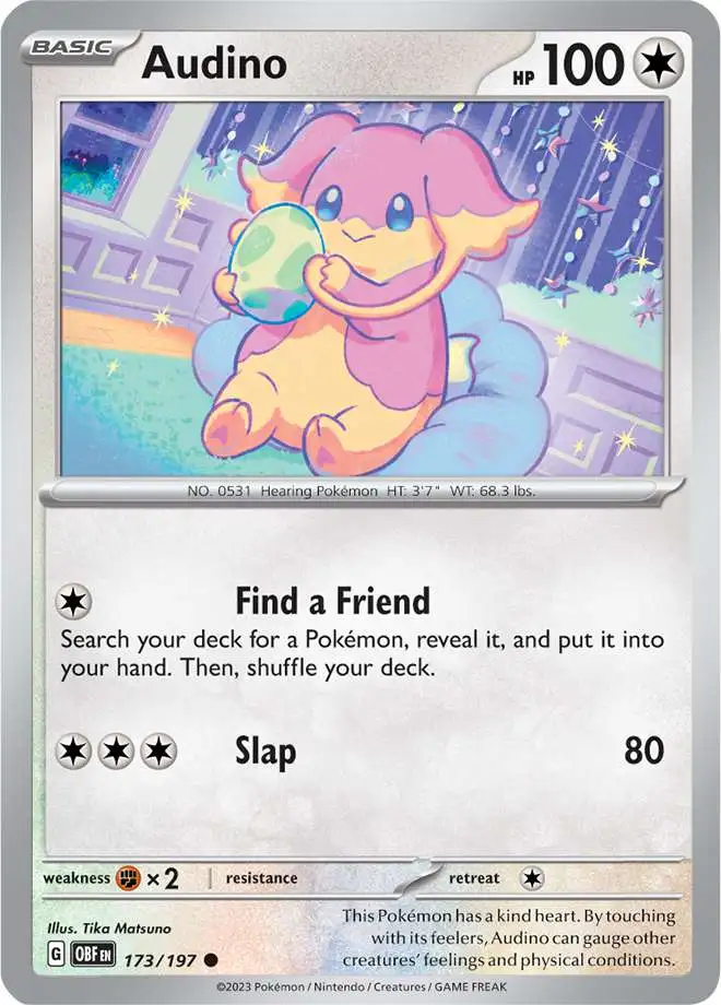 audino pokemon card Pokemon Trading Card Game Obsidian Flames Common Audino #173