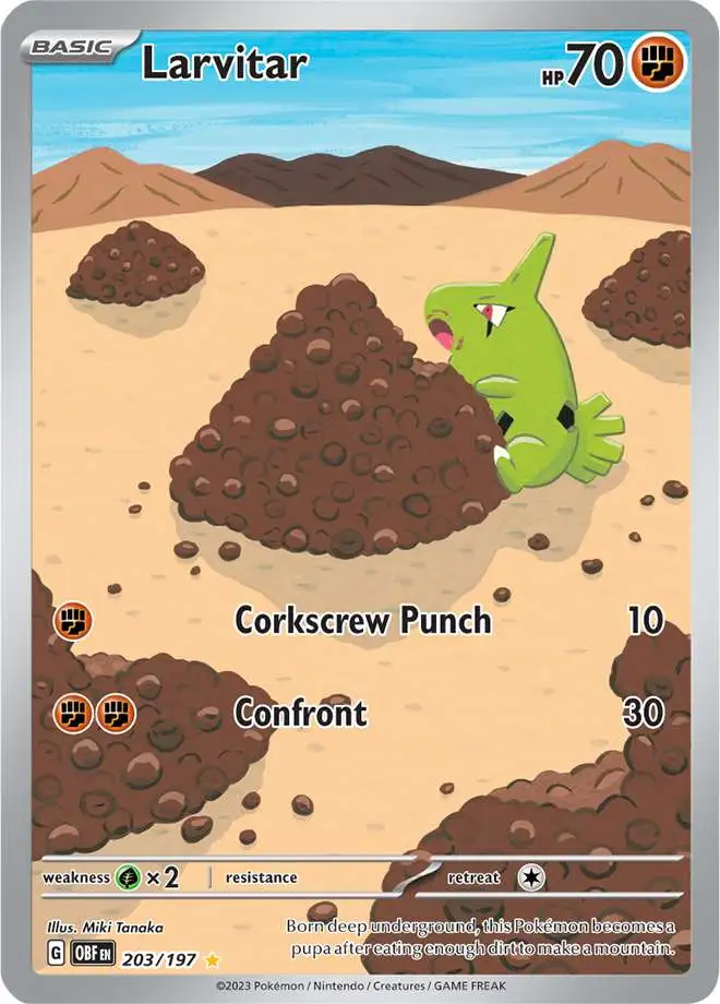 Pokemon Trading Card Game Obsidian Flames Illustration Rare Larvitar #203