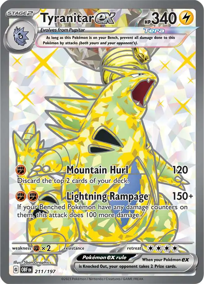 Pokemon Trading Card Game Obsidian Flames Ultra Rare Tyranitar ex #211