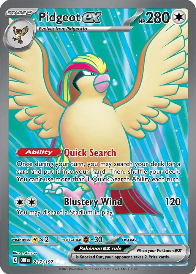 Pokemon Trading Card Game Obsidian Flames Single Card Ultra Rare Pidgeot ex  217 - ToyWiz