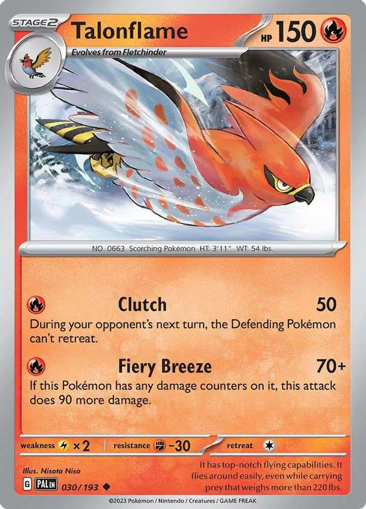 Pokemon Trading Card Game Paldea Evolved Uncommon Talonflame #30