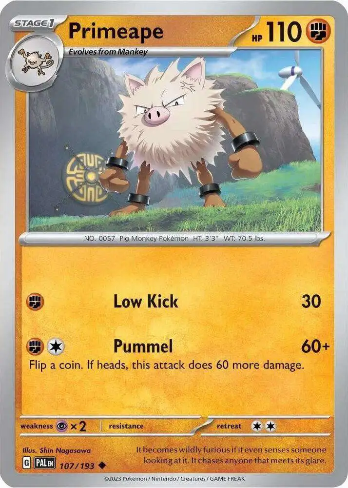 Pokemon Trading Card Game Paldea Evolved Uncommon Primeape #107 [Cosmos Holo]