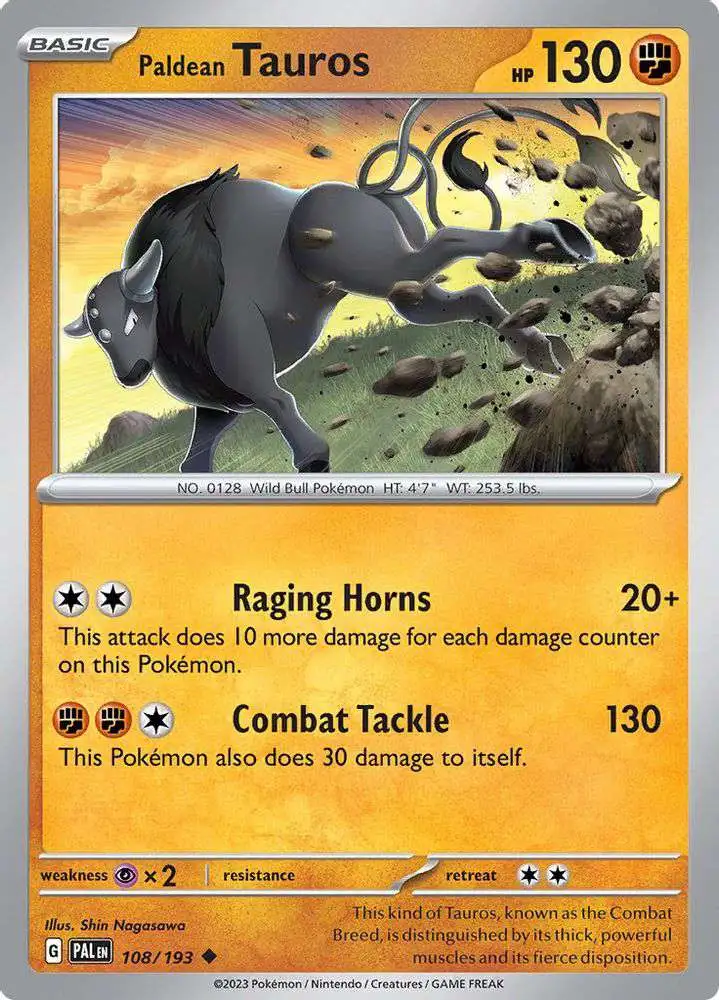Pokemon Trading Card Game Paldea Evolved Uncommon Paldean Tauros #108