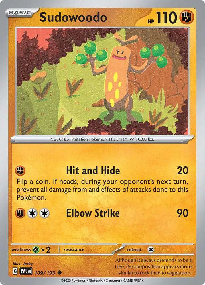 Pokemon Trading Card Game Paldea Evolved Uncommon Sudowoodo #109