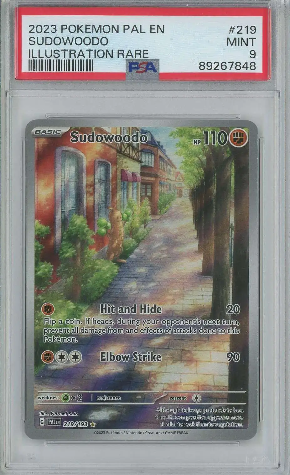 Pokemon Trading Card Game Paldea Evolved Illustration Rare Sudowoodo #219 [PSA 9]
