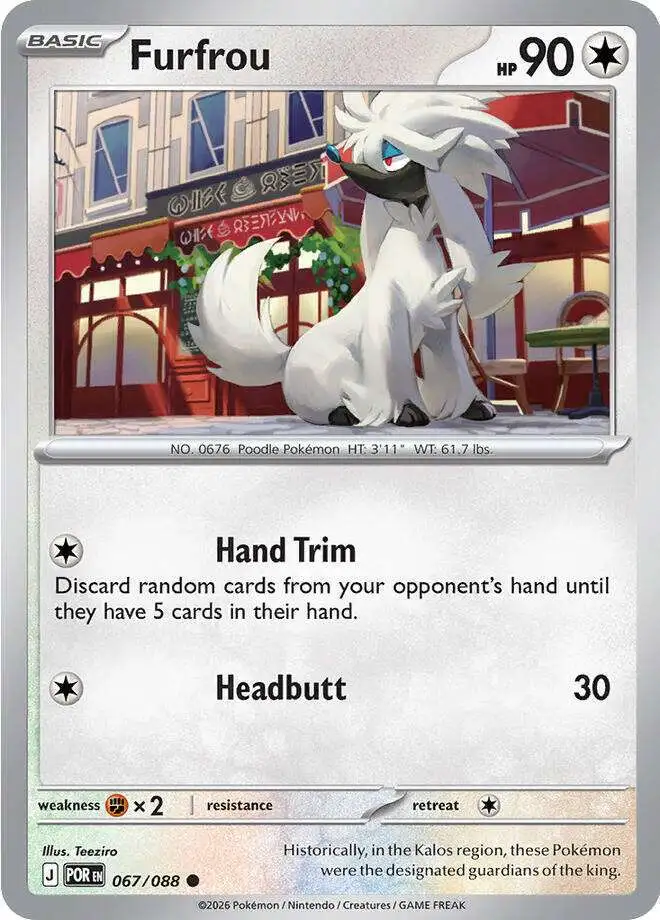 Pokemon Trading Card Game ME03 Perfect Order Single Card Common Furfrou 67 Reverse Holofoil - ToyWiz Pokemon Trading Card Game ME03 Perfect Order Single Card Common Furfrou 67 Reverse Holofoil - ToyWiz