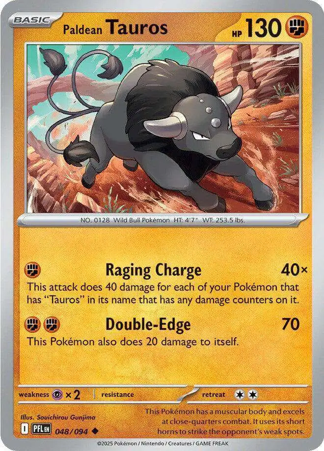 Pokemon Trading Card Game Phantasmal Flames Single Card Uncommon Paldean Tauros 48 - ToyWiz Pokemon Trading Card Game Phantasmal Flames Single Card Uncommon Paldean Tauros 48 - ToyWiz
