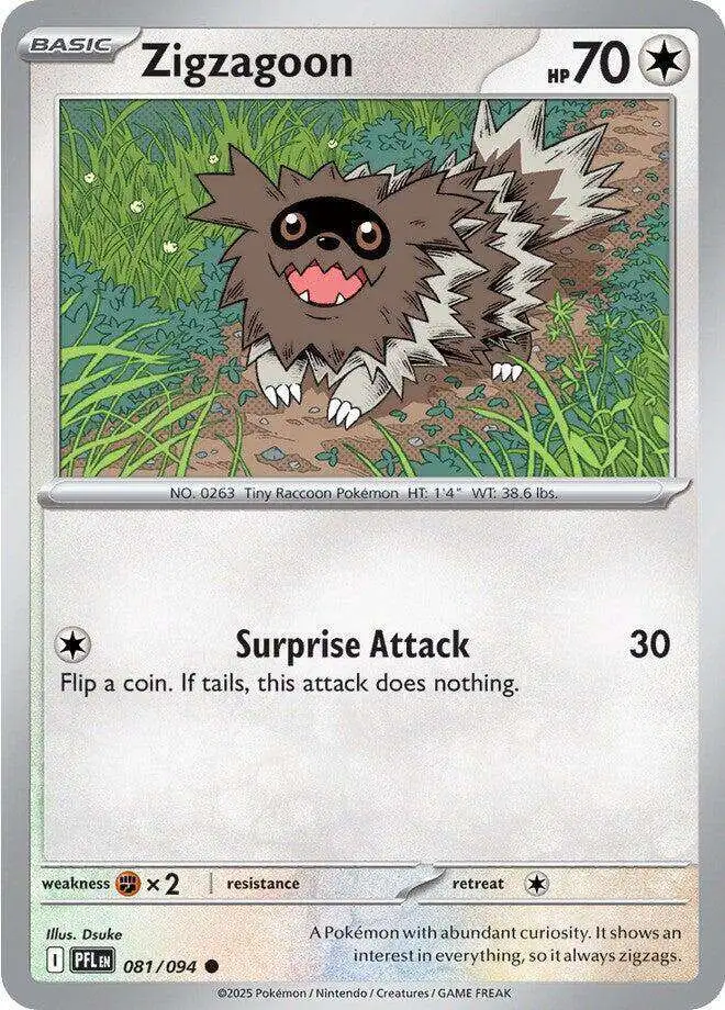 Pokemon Trading Card Game Phantasmal Flames Common Zigzagoon #81