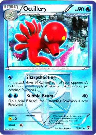 Pokemon Black & White Plasma Blast Uncommon Octillery #19