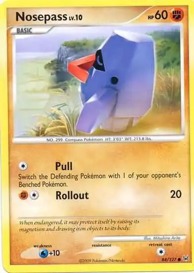 Pokemon Platinum Common Nosepass #84 [Moderately Played]