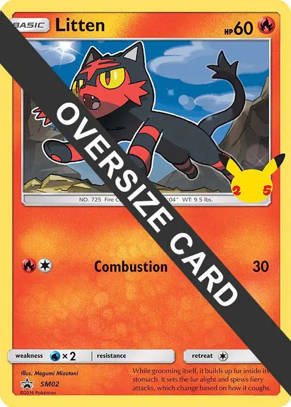 Pokemon Sun & Moon Promo Holo Rare Litten SM02 [Oversized]