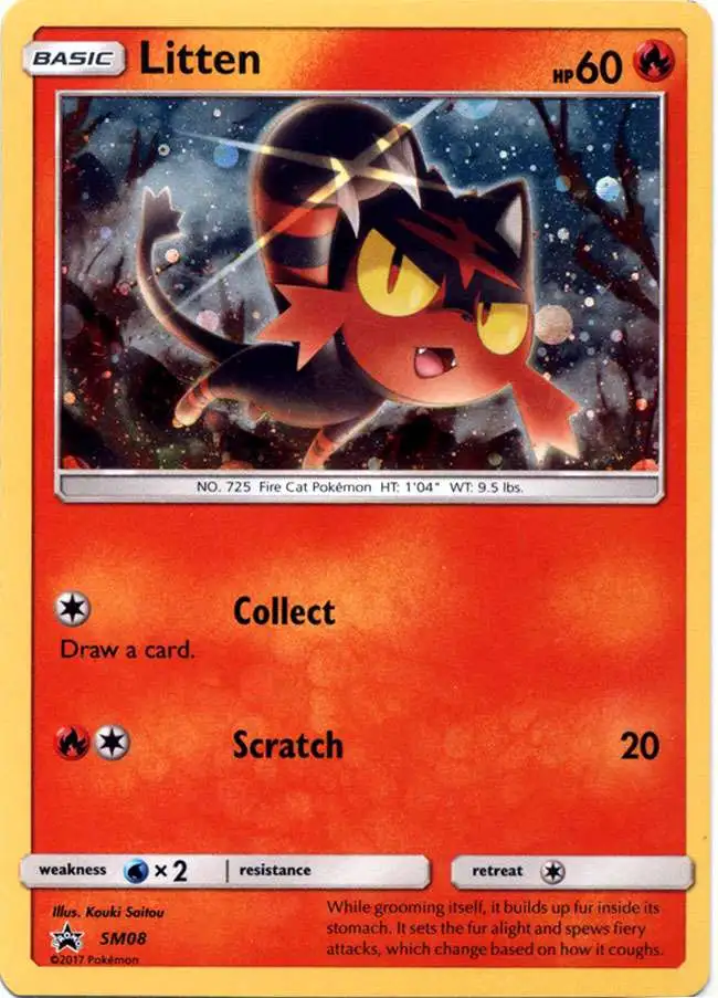 Pokemon Sun & Moon Promo Holo Rare Litten SM08