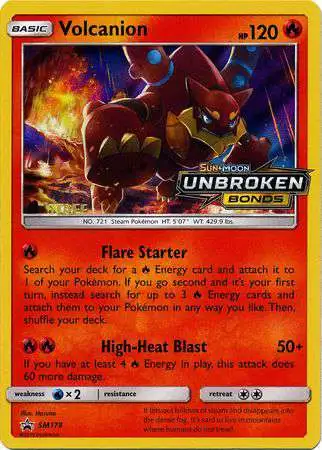 Pokemon Trading Card Game Sun & Moon Unbroken Bonds Holo Rare Volcanion SM179 [Unbroken Bonds Pre-Release - Staff]