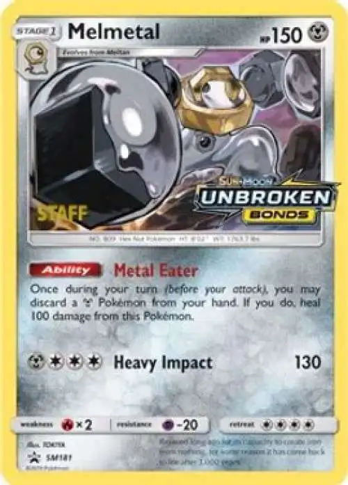 Pokemon Sun Moon Promo Single Card Holo Rare Melmetal SM181 Staff - ToyWiz