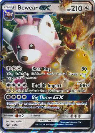 Pokemon Sun & Moon Promo Ultra Rare Bewear GX SM34 [Lighty Played]