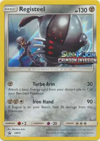Pokemon Sun Moon Promo Single Card Holo Rare Registeel SM75 Crimson Invasion Pre-Release - ToyWiz Pokemon Sun Moon Promo Single Card Holo Rare Registeel SM75 Crimson Invasion Pre-Release - ToyWiz