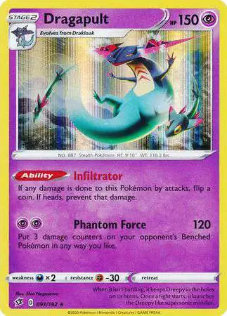 Pokemon Trading Card Game Sword & Shield Rebel Clash Rare Holo Dragapult #91