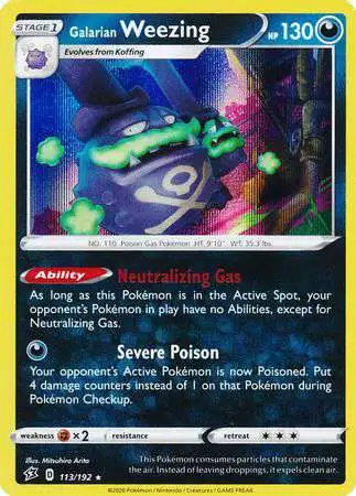 Pokemon Trading Card Game Sword & Shield Rebel Clash Rare Holo Galarian Weezing #113