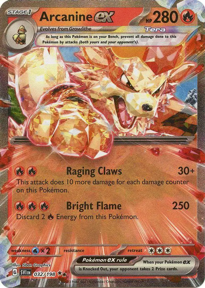 Pokemon Scarlet & Violet Base Set Double Rare Arcanine ex #32