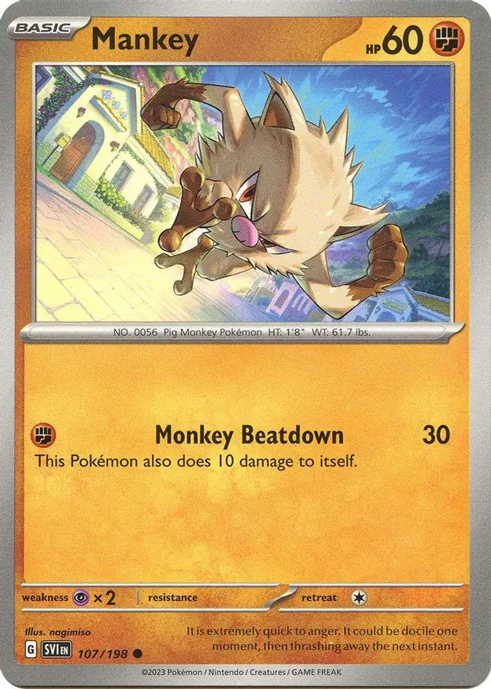 Pokemon Scarlet & Violet Base Set Common Mankey #107