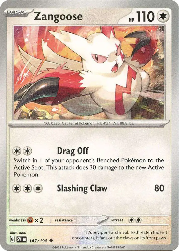 Pokemon Scarlet Violet Base Set Single Card Uncommon Zangoose 147 - ToyWiz