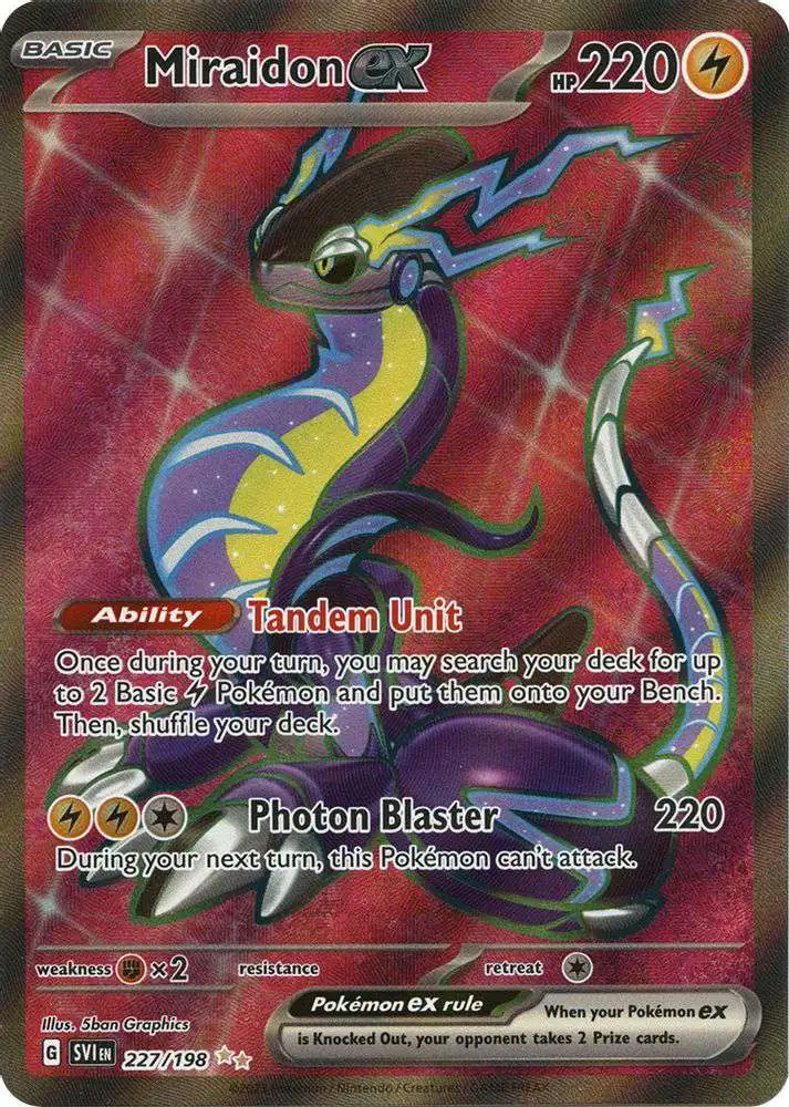 Pokemon MIRAIDON EX 253/198 Gold Secret Rare (Scarlett Violet Base