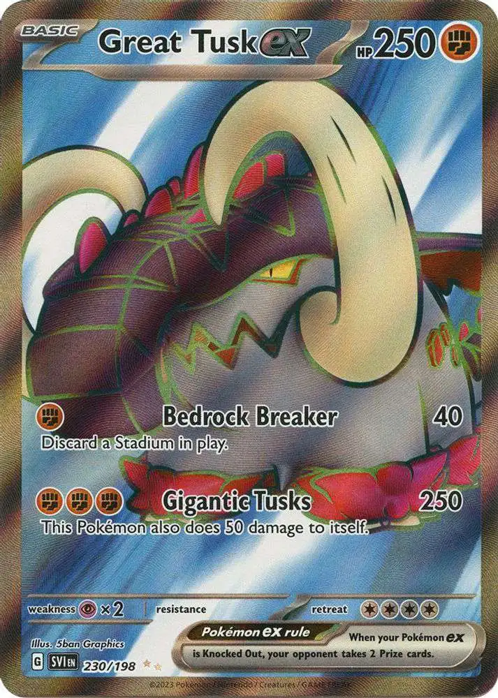 Pokemon Scarlet Violet Base Set Single Card Ultra Rare Great Tusk ex 230 -  ToyWiz