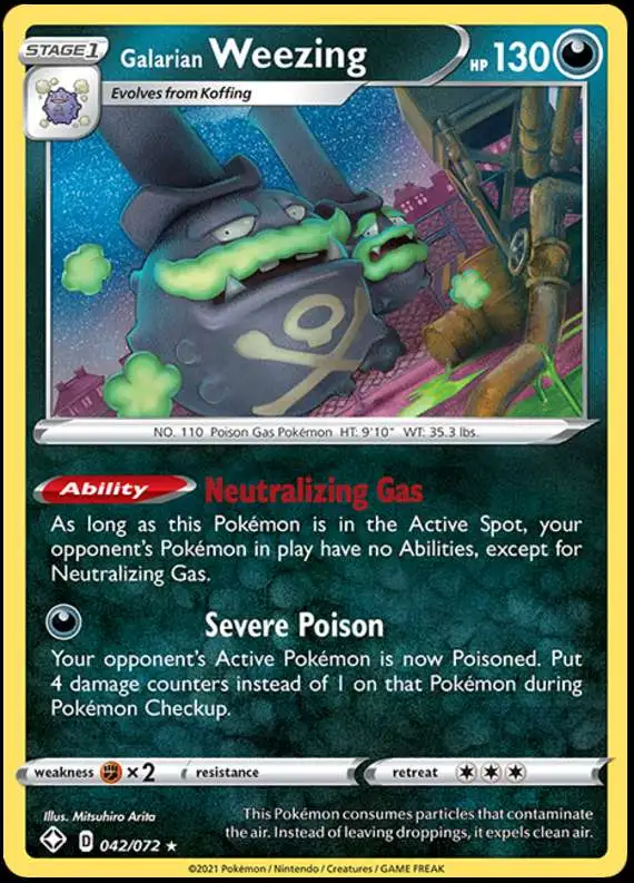 Pokemon Shining Fates Holo Rare Galarian Weezing #42