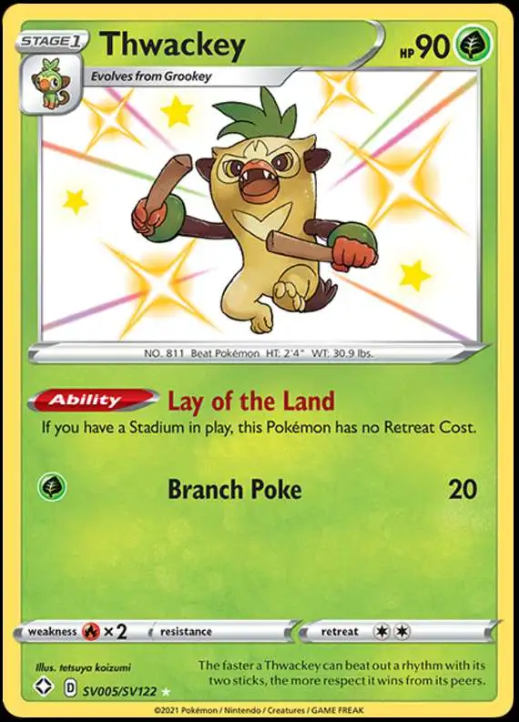 Pokemon Shining Fates Shiny Rare Thwackey SV005