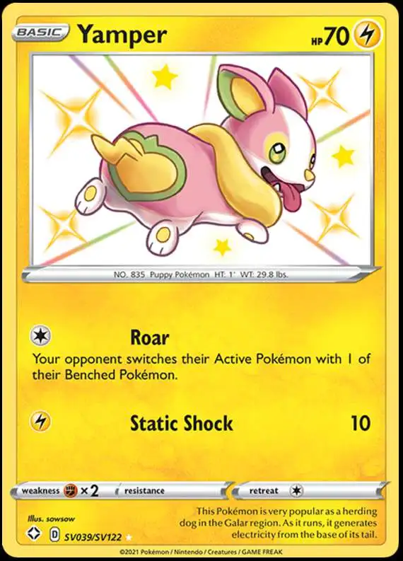 Pokemon Shining Fates Shiny Rare Yamper SV039