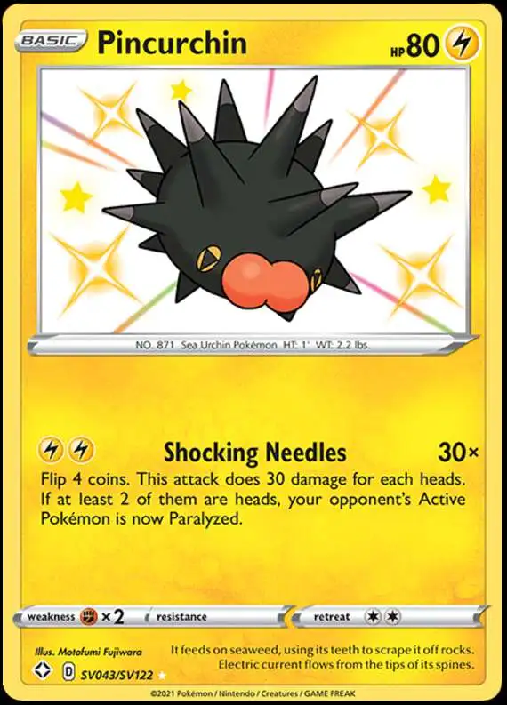 Pokemon Shining Fates Shiny Rare Pincurchin SV043