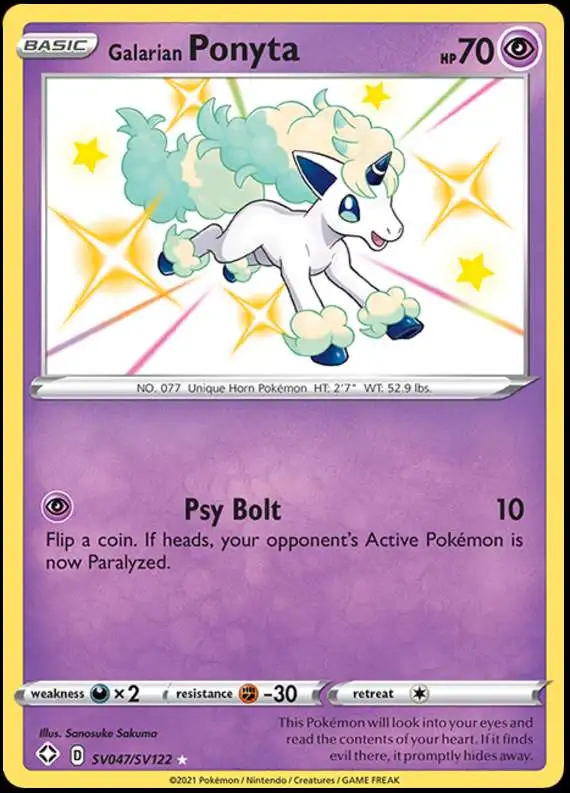 Pokemon Shining Fates Shiny Rare Galarian Ponyta SV047