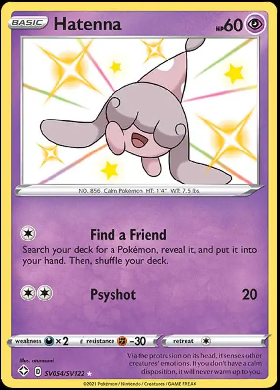 Pokemon Shining Fates Shiny Rare Hatenna SV054