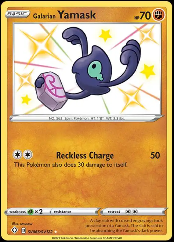 Pokemon Shining Fates Shiny Rare Galarian Yamask SV065