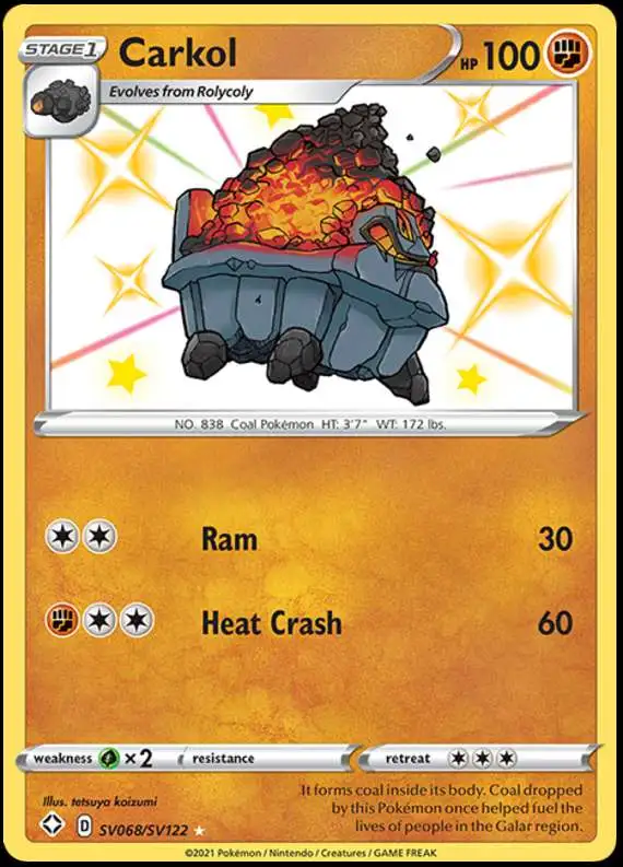 Pokemon Shining Fates Shiny Rare Carkol SV068