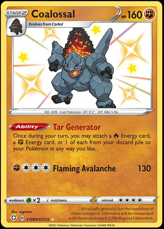 Pokemon Shining Fates Shiny Rare Coalossal SV069